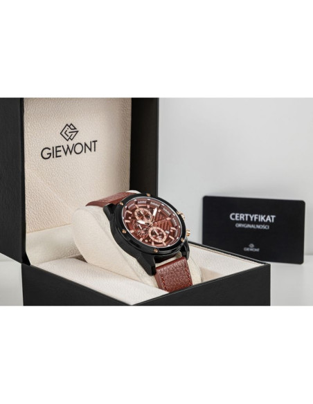 Zegarek męski giewont chronograph sapphire czarno brązowy gw8810-a3