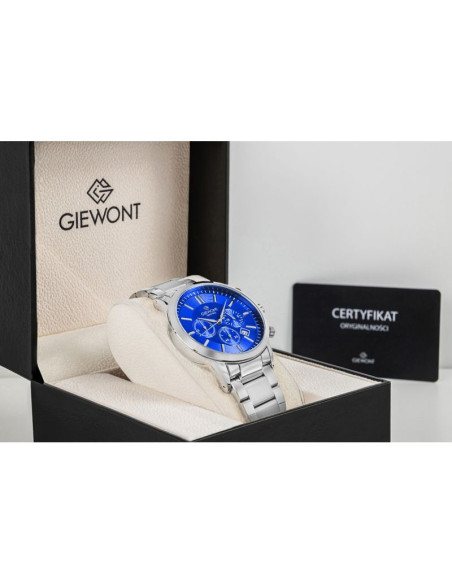 Zegarek męski giewont chronograph sapphire srebrno niebieski gw8510-b3
