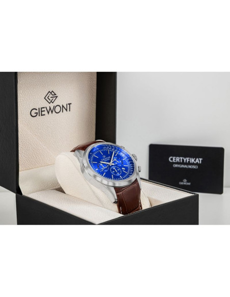 Zegarek męski giewont chronograph sapphire srebrno niebieski gw7650-a5