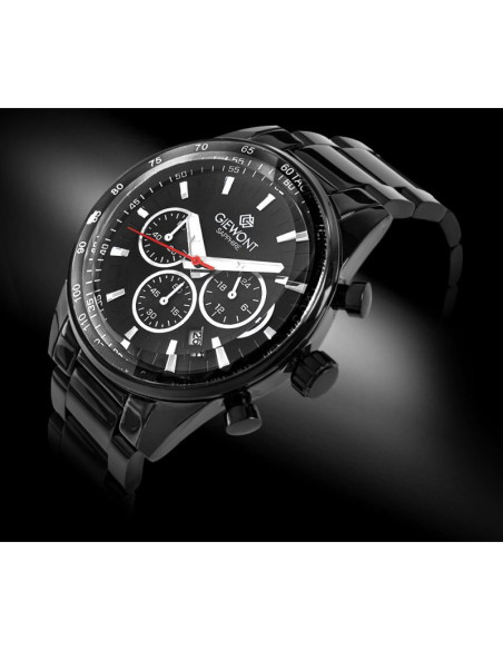 Zegarek męski giewont chronograph sapphire czarny gw9140-b2