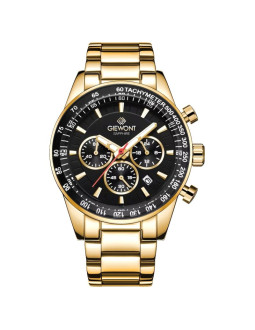 Zegarek męski giewont chronograph sapphire złoto czarny gw9140-b4