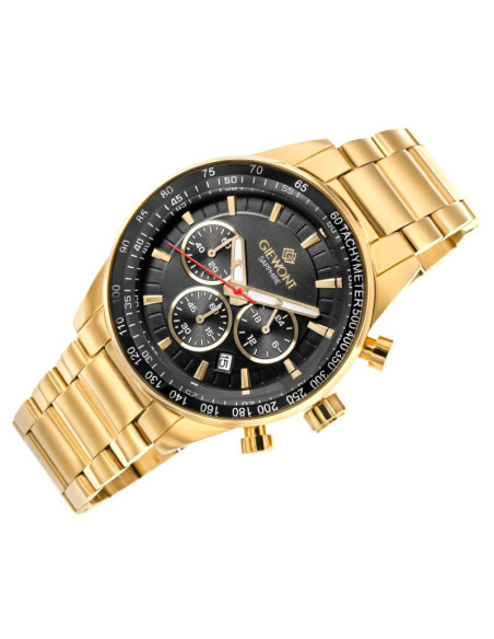 Zegarek męski giewont chronograph sapphire złoto czarny gw9140-b4