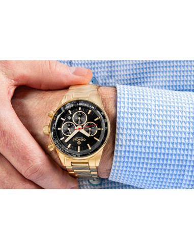 Zegarek męski giewont chronograph sapphire złoto czarny gw9140-b4