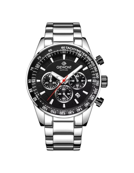 Zegarek męski giewont chronograph sapphire srebrno czarny gw9140-b1