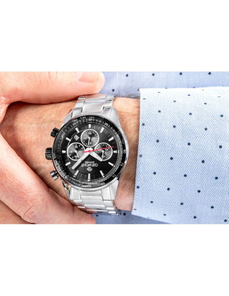 Zegarek męski giewont chronograph sapphire srebrno czarny gw9140-b1