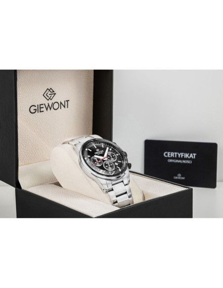 Zegarek męski giewont chronograph sapphire srebrno czarny gw9140-b1