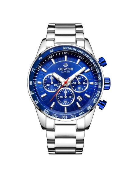 Zegarek męski giewont chronograph sapphire srebrno niebieski gw9140-b3