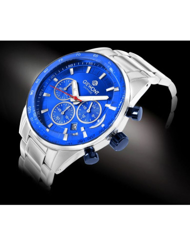 Zegarek męski giewont chronograph sapphire srebrno niebieski gw9140-b3
