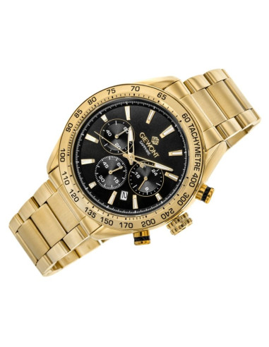 Zegarek męski giewont chronograph sapphire złoto czarny gw9580-b4