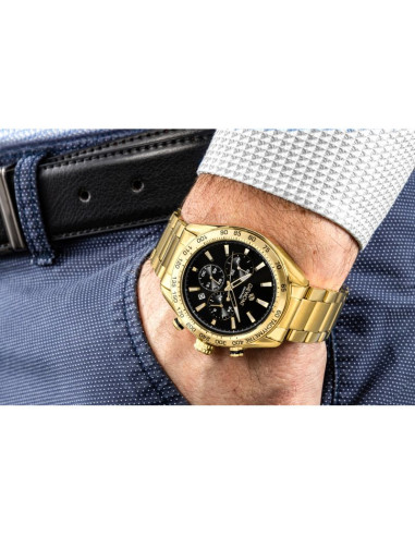 Zegarek męski giewont chronograph sapphire złoto czarny gw9580-b4
