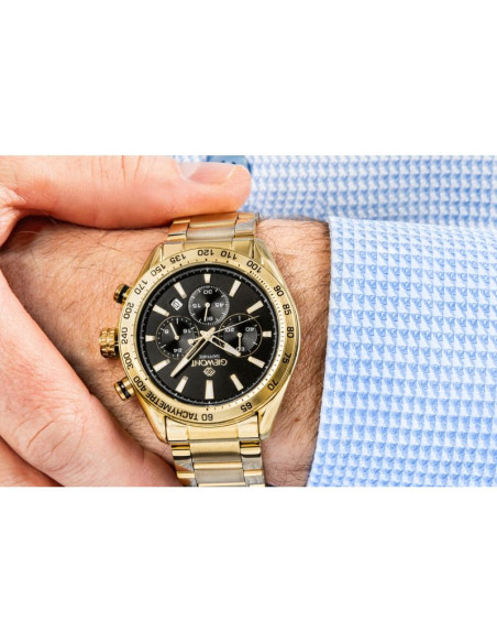 Zegarek męski giewont chronograph sapphire złoto czarny gw9580-b4