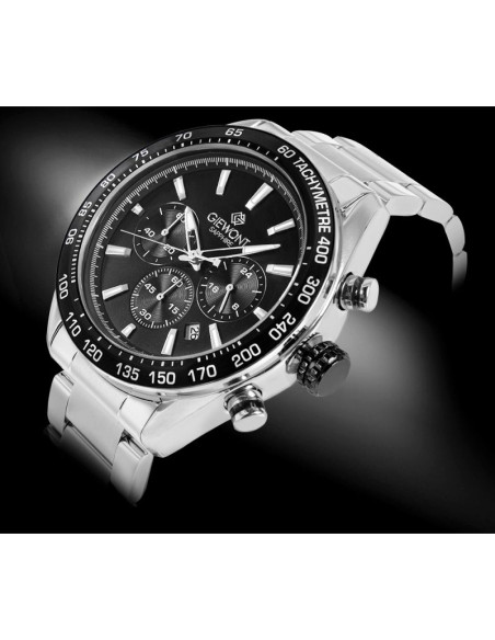 Zegarek męski giewont chronograph sapphire srebrno czarny gw9580-b1