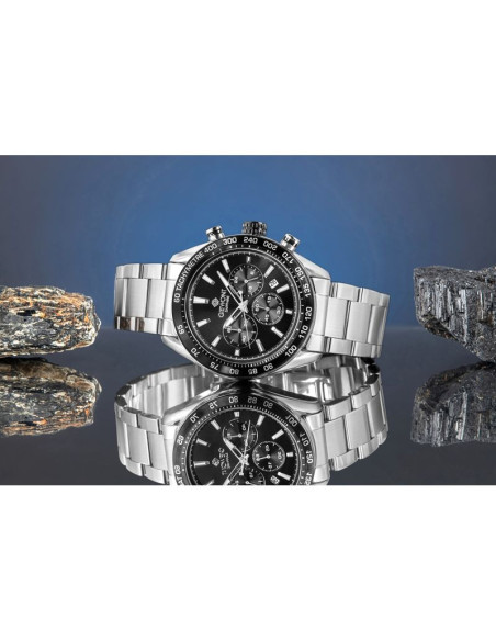 Zegarek męski giewont chronograph sapphire srebrno czarny gw9580-b1