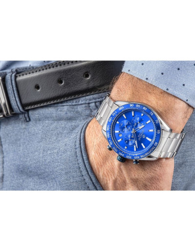 Zegarek męski giewont chronograph sapphire srebrno niebieski gw9580-b3