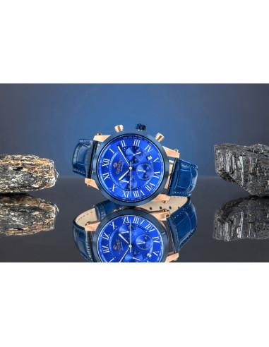 Zegarek męski giewont chronograph sapphire miedziano niebieski gw6260-a5