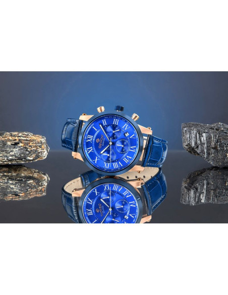 Zegarek męski giewont chronograph sapphire miedziano niebieski gw6260-a5