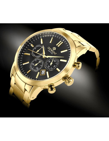 Zegarek męski giewont chronograph sapphire złoto czarny gw8510-b5