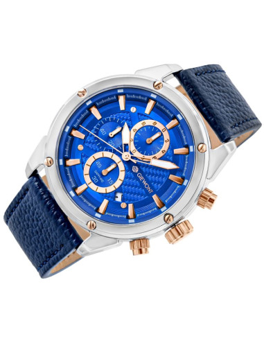 Zegarek męski giewont chronograph sapphire srebrno niebieski gw8810-a2