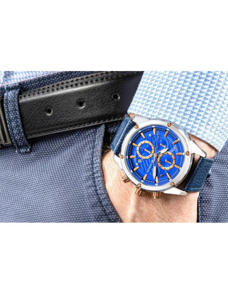 Zegarek męski giewont chronograph sapphire srebrno niebieski gw8810-a2