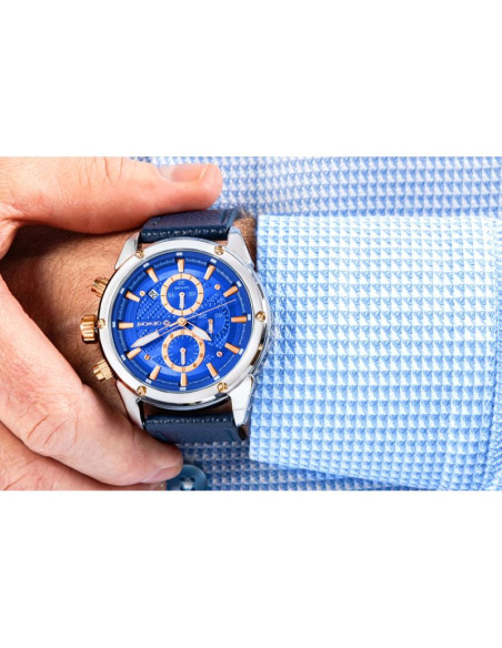 Zegarek męski giewont chronograph sapphire srebrno niebieski gw8810-a2