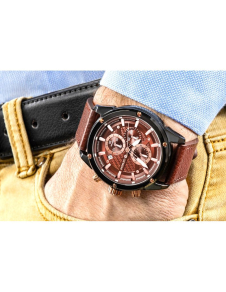 Zegarek męski giewont chronograph sapphire czarno brązowy gw8810-a3