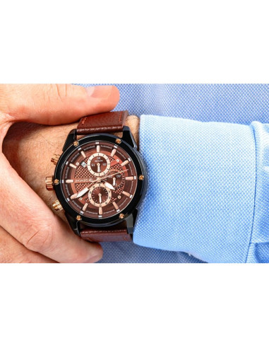 Zegarek męski giewont chronograph sapphire czarno brązowy gw8810-a3