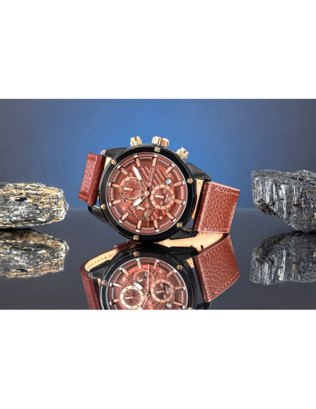 Zegarek męski giewont chronograph sapphire czarno brązowy gw8810-a3