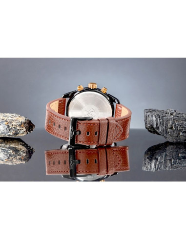 Zegarek męski giewont chronograph sapphire czarno brązowy gw8810-a3