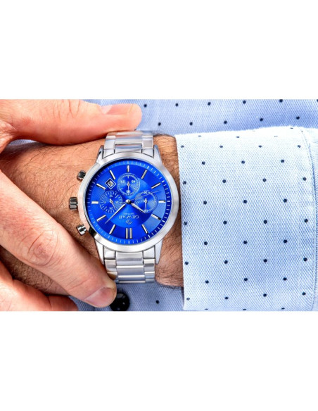 Zegarek męski giewont chronograph sapphire srebrno niebieski gw8510-b3