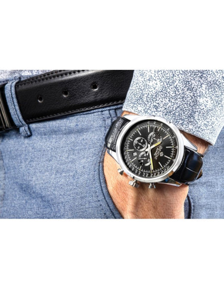 Zegarek męski giewont chronograph sapphire srebrno czarny gw7650-a2