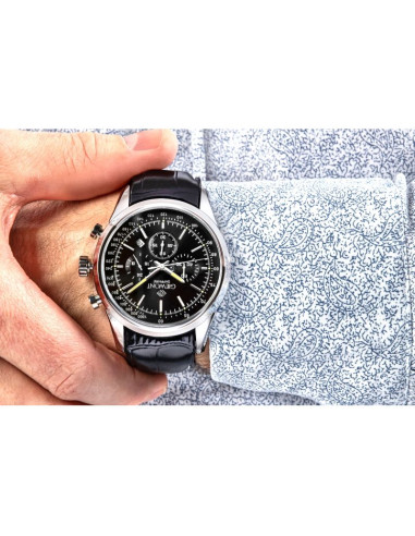 Zegarek męski giewont chronograph sapphire srebrno czarny gw7650-a2