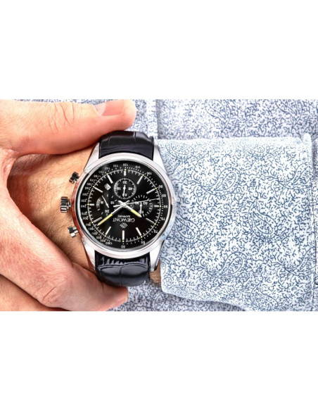 Zegarek męski giewont chronograph sapphire srebrno czarny gw7650-a2