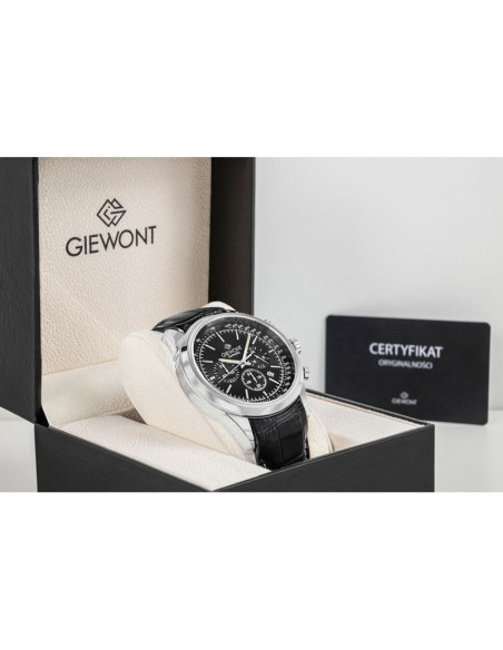 Zegarek męski giewont chronograph sapphire srebrno czarny gw7650-a2