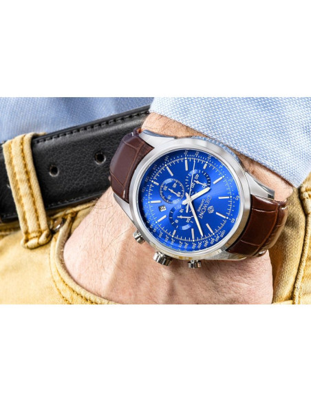 Zegarek męski giewont chronograph sapphire srebrno niebieski gw7650-a5