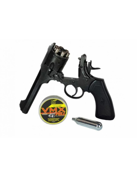 Rewolwer webley mkvi .455 police kal.4,5 mm diabolo łuski 6-strzał. lufa 4" co2 black ekp do17j