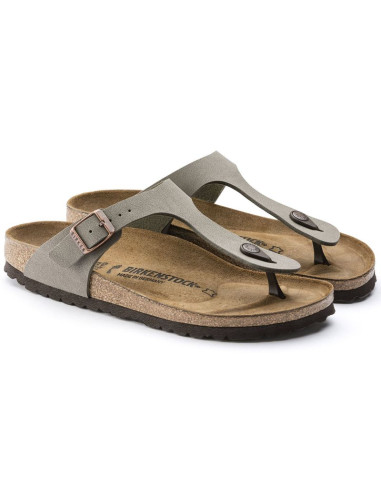 Japonki damskie birkenstock gizeh stone birko-flor narrow na wąską stopę szare (0043393)