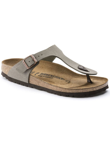 Japonki damskie birkenstock gizeh stone birko-flor narrow na wąską stopę szare (0043393)