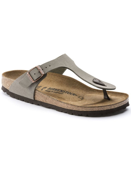 Japonki damskie birkenstock gizeh stone birko-flor narrow na wąską stopę szare (0043393)