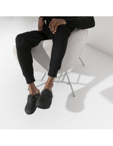 Chodaki damskie/męskie birkenstock boston black olejowana skóra klapki narrow wąskie (0059463)