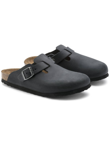 Chodaki damskie/męskie birkenstock boston black olejowana skóra klapki narrow wąskie (0059463)