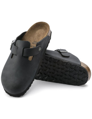 Chodaki damskie/męskie birkenstock boston black olejowana skóra klapki narrow wąskie (0059463)