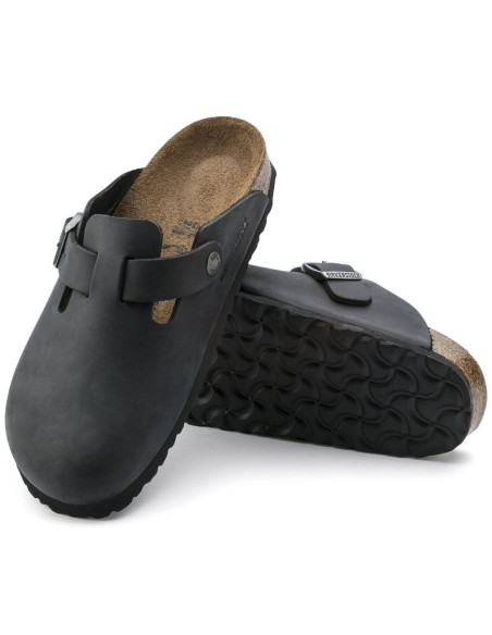 Chodaki damskie/męskie birkenstock boston black olejowana skóra klapki narrow wąskie (0059463)