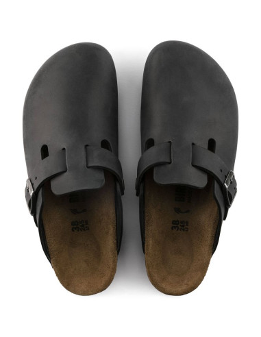 Chodaki damskie/męskie birkenstock boston black olejowana skóra klapki narrow wąskie (0059463)