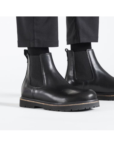 Sztyblety męskie birkenstock highwood slip on m lena black ze skóry naturalnej (1025764)