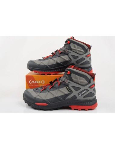 Aku buty trekkingowe męskie rocket gore-tex turystyczne za kostkę szare czerwone