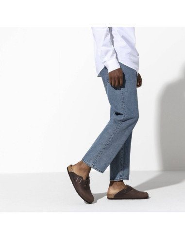 Chodaki damskie/męskie birkenstock boston habana olejowana skóra klapki regular szerokie (0860131)