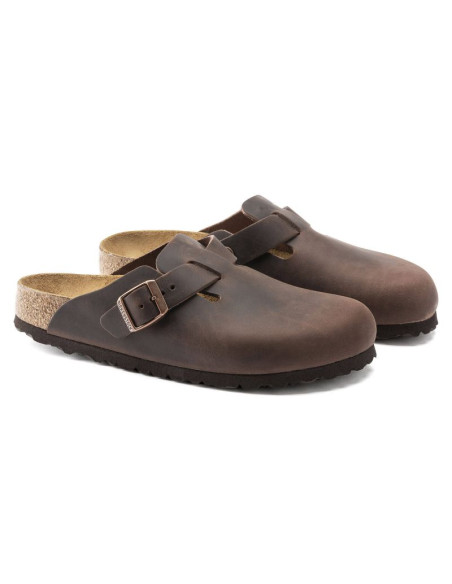 Chodaki damskie/męskie birkenstock boston habana olejowana skóra klapki regular szerokie (0860131)