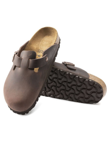 Chodaki damskie/męskie birkenstock boston habana olejowana skóra klapki regular szerokie (0860131)