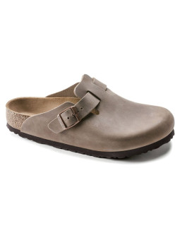 Chodaki damskie/męskie birkenstock boston tabacco brown olejowana skóra klapki regular szerokie (0960811)
