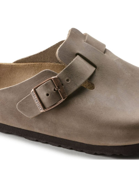 Chodaki damskie/męskie birkenstock boston tabacco brown olejowana skóra klapki regular szerokie (0960811)